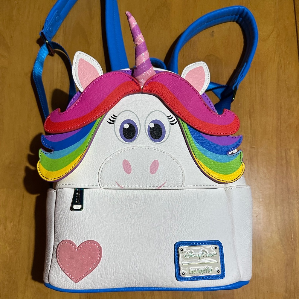 NWOT, Disney Parks, 2021, rainbow unicorn Inside out Loungefly mini backpack